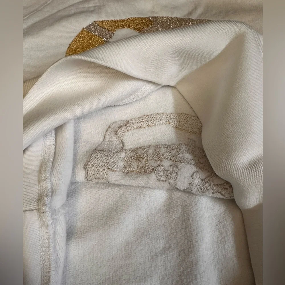 Zadig & Voltaire white long sleeve sweatshirt metallic thread embroidered sz MD - Picture 5 of 7